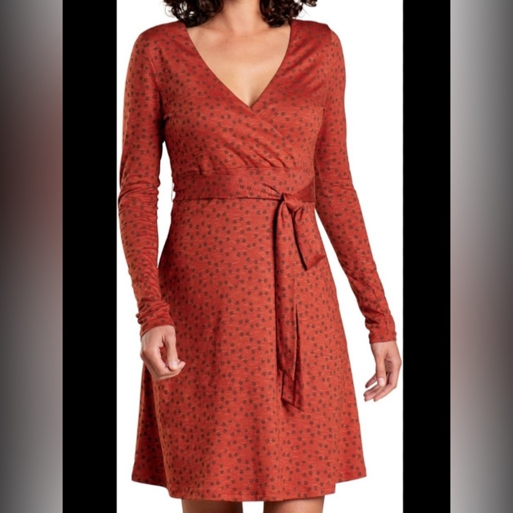 Toad&Co Rust Floral Long Sleeve Dress